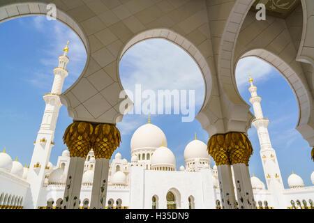 Sheikh Zayed Grande Moschea di Abu Dhabi, Emirati Arabi Uniti, Medio Oriente Foto Stock