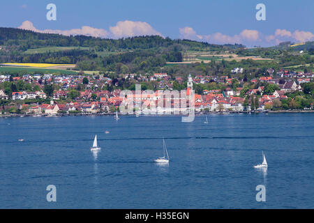 Vista sul lago di Costanza da Ueberlingen, Lago di Costanza, Baden-Württemberg, Germania Foto Stock