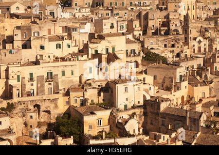 Insediamenti rupestri, Sasso Barisano, UNESCO, Matera, Basilicata, Puglia, Italia Foto Stock