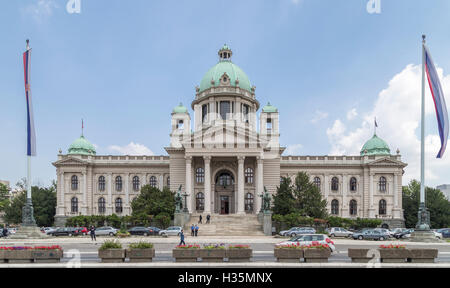 Il parlamento della Serbia edificio, a Belgrado, progettata e costruita tra il 1891 e il 1938, e disegnato da Jovanovic Krasnov, Foto Stock