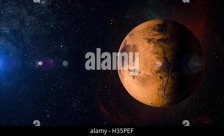 Sistema solare pianeta su sfondo nebulosa rendering 3d. . Foto Stock