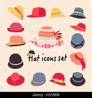 Vettore collezione di cappelli per uomini e donne Illustrazione Vettoriale