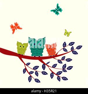 Vettore decorativo gufi Illustrazione Vettoriale