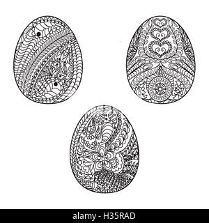 Uova di Pasqua per libro da colorare Illustrazione Vettoriale