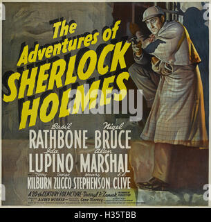 Le avventure di Sherlock Holmes 1939 XX Century Fox Film con basilico Rathbone, Nigel Bruce e Ida Lupino Foto Stock