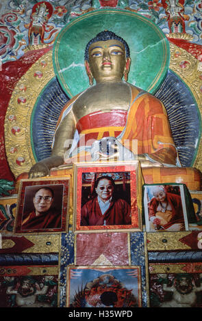 Questa statua di Buddha è il principale fulcro dell altare Namkha Khyung Zong monastero buddista. Questo monastero Foto Stock