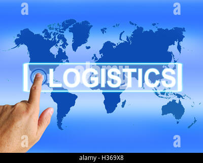 Mappa logistica indica il coordinamento logistico e Internationa Foto Stock