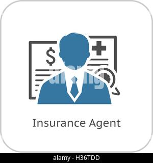 Agente di assicurazione icona. Design piatto. Illustrazione Vettoriale