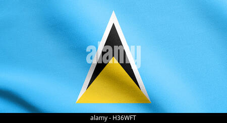 Saint Lucian nazionale bandiera ufficiale. Simbolo patriottico, banner, elemento dello sfondo. Dimensioni precise. Le dimensioni corrette, colori. Foto Stock