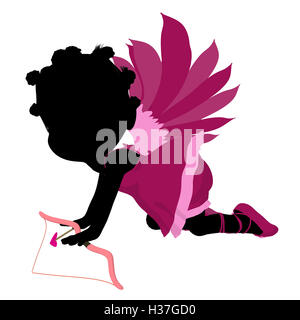 Poco americano africano Ragazza Cupido illustrazione Silhouette Foto Stock