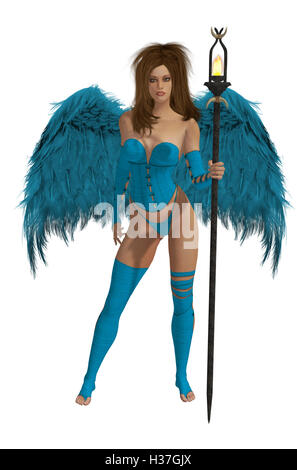 Baby Blue angelo alato con Brunette capelli Foto Stock