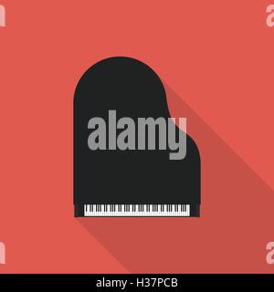 Pianoforte retro vintage icona design piatto isolato strumento musicale illustrazione vettoriale Illustrazione Vettoriale