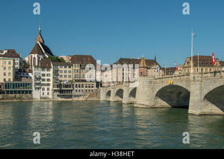 Mittlere Brucke e Basilea, Svizzera Foto Stock