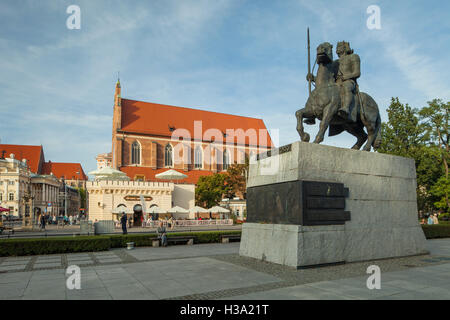 Boleslao Chrobry (il primo re polacco) statua a Wroclaw in Polonia. Foto Stock