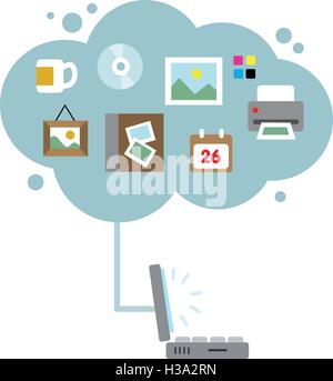 Computer di Cloud Storage Illustrazione Vettoriale