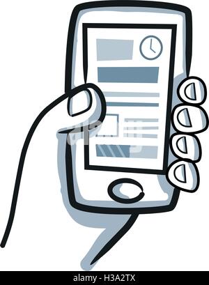 Mano che tiene il telefono cellulare Illustrazione Vettoriale