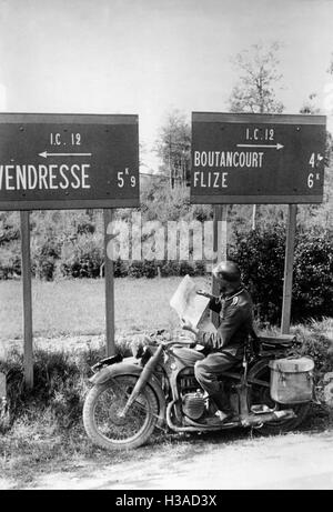 Il tedesco motociclisti in Francia, 1940 Foto Stock