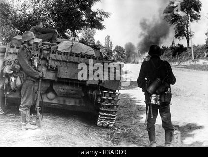 Pistola assalto e la fanteria della Wehrmacht sul Fronte Orientale, 1941 Foto Stock