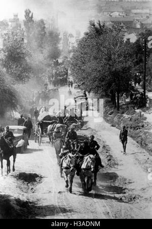 Il tedesco marching colonna sul Fronte Orientale, 1941 Foto Stock