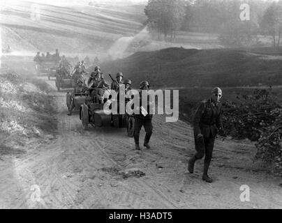 Motociclo tedesco di truppe sul Fronte Orientale, 1941 Foto Stock