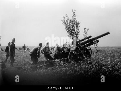 Artiglieria tedesca nei pressi di Kharkov, Giugno 1942 Foto Stock