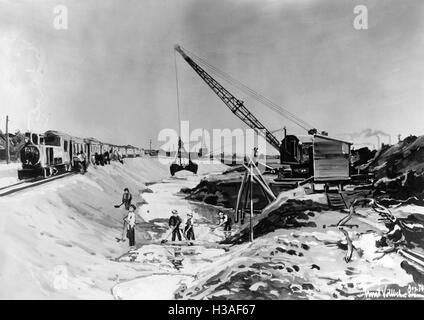 Dipinto di Ernst Vollbehr: autostrada sito in costruzione a Brema, 1935 Foto Stock