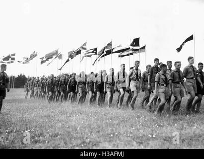 Il tedesco gli espatriati in gioventù hitleriana camp in Kuhlmuehle, 1935 Foto Stock