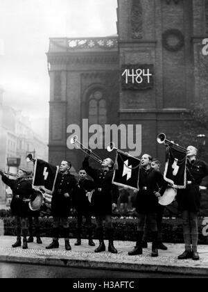 Trombettieri del Deutsches Jungvolk, 1934/35 Foto Stock