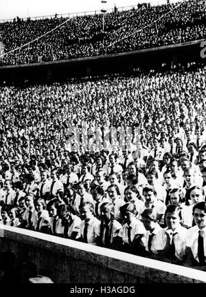 Appello della gioventù in stadio Olimpico di Berlino, 1938 Foto Stock