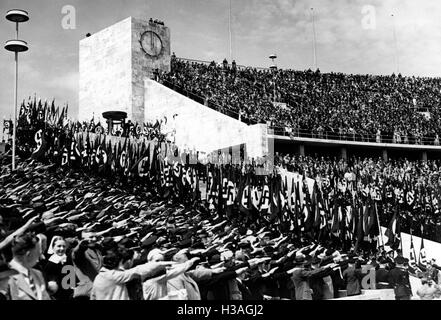 Rally del NSKOV presso lo Stadio Olimpico di Berlino 1937 Foto Stock