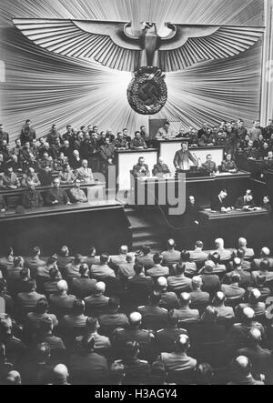 Discorso di Hitler prima del Reichstag nel Kroll Opera House a Berlino, 1941 Foto Stock