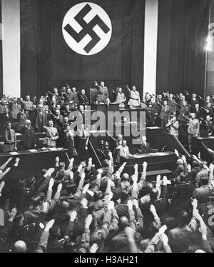 Riunione del Reichstag nel Kroll Opera House a Berlino, 1934 Foto Stock