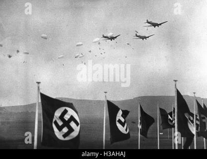 Presentazione di paracadute salti sul Bueckeberg, 1936 Foto Stock