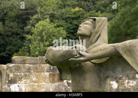 Madonna della Croce scultura Mount Grace Priory Foto Stock