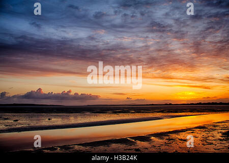 Sunrise 'Traigh un Iar' Malacleit North Uist Ebridi Esterne Foto Stock