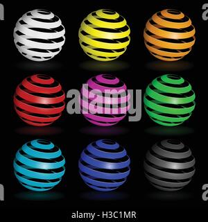 Colorate sfere lucida isolato. Illustrazione Vettoriale