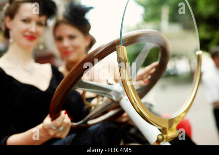 Bella retrò vintage auto , i dettagli dell'esterno e interno di primo piano Foto Stock