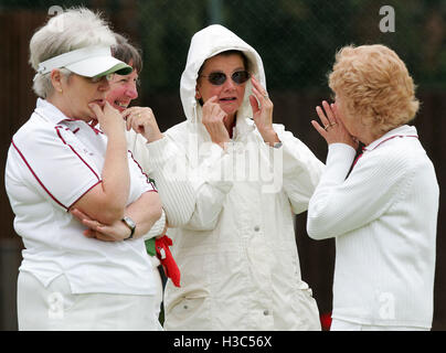 Da sinistra: Tess Clemente, Ivy Ambrogio, Stella britannico, Sheila Endean (Clockhouse) - Essex County Womens bocce Associazione Quarti di Finale (Fours) a grande Baddow, Chelmsford - 13/07/07 Foto Stock