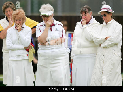 Da destra: Stella britannico, Ivy Ambrogio, Tess Clemente, Sheila Endean (Clockhouse) - Essex County Womens bocce Associazione Quarti di Finale (Fours) a grande Baddow, Chelmsford - 13/07/07 Foto Stock