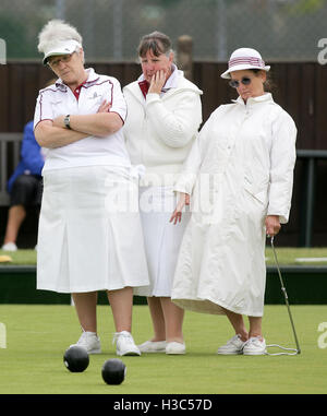 Da sinistra: Tess Clemente, Ivy Ambrogio, Stella britannico (Clockhouse) - Essex County Womens bocce Associazione Quarti di Finale (Fours) a grande Baddow, Chelmsford - 13/07/07 Foto Stock