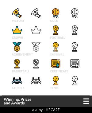 In bianco e nero e a colori delle icone di contorno, la sottile linea di corsa stile design Illustrazione Vettoriale