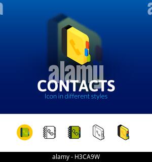 Icona contatti in stile differente Illustrazione Vettoriale