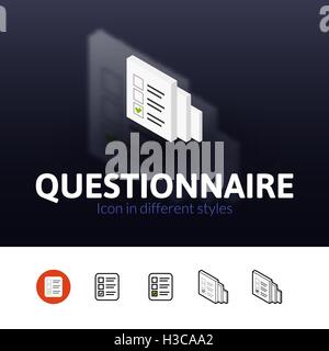 Icona del questionario in stile differente Illustrazione Vettoriale