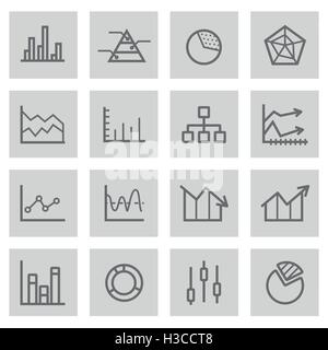 Nero del vettore è lo schema della linea di set di icone su sfondo grigio Illustrazione Vettoriale