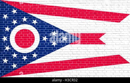 Ohioan bandiera ufficiale, il simbolo. American elemento patriottico. Stati Uniti d'America banner. Stati Uniti d'America lo sfondo. Bandiera di stato americano Foto Stock