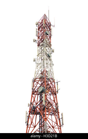 Rosso e bianco torre gsm su sfondo bianco Foto Stock