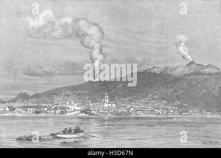 In Italia la recente eruzione del vulcano Etna in Sicilia-una vista del nuovo cratere 1886. Il grafico Foto Stock