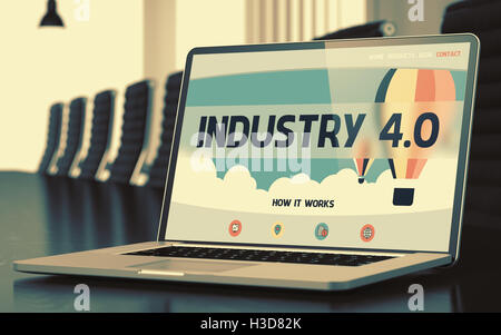 L'industria 4.0 concetto su uno schermo del notebook. 3D. Foto Stock