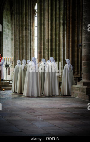 All'interno dell'Abbazia di Mont Saint Michel, Francia Foto Stock