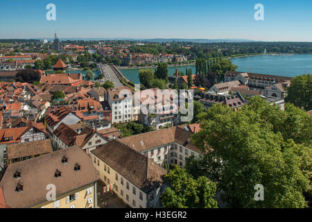 Altstadt dal Minster Tower, Konstanz, Baden-Württemberg, Germania Foto Stock